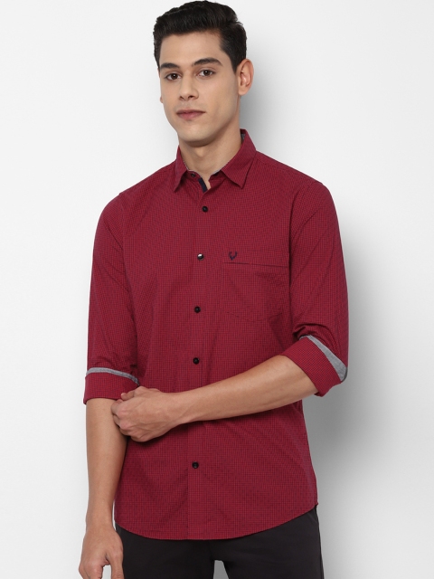 

Allen Solly Men Maroon Slim Fit Checked Pure Cotton Casual Shirt
