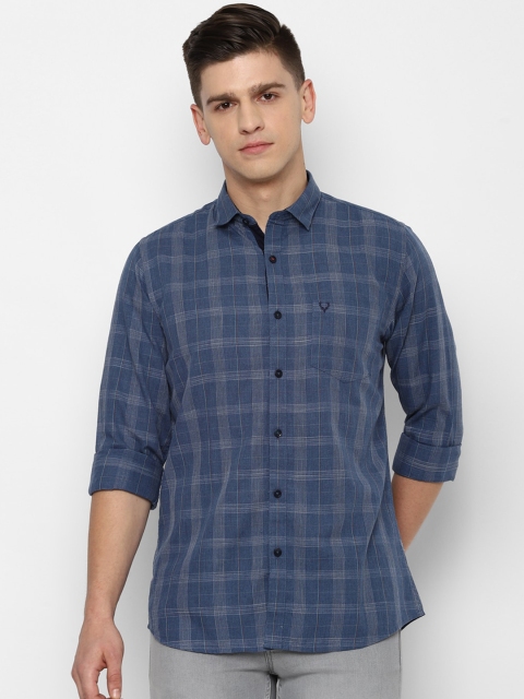 

Allen Solly Men Blue & White Slim Fit Opaque Checked Pure Cotton Casual Shirt