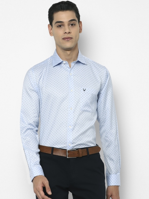 

Allen Solly Men Blue Slim Fit Opaque Printed Pure Cotton Formal Shirt