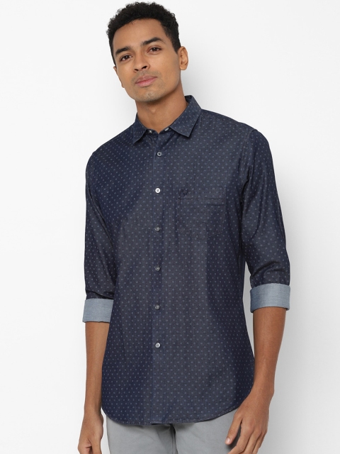 

Allen Solly Men Navy Blue Slim Fit Opaque Printed Cotton Casual Shirt
