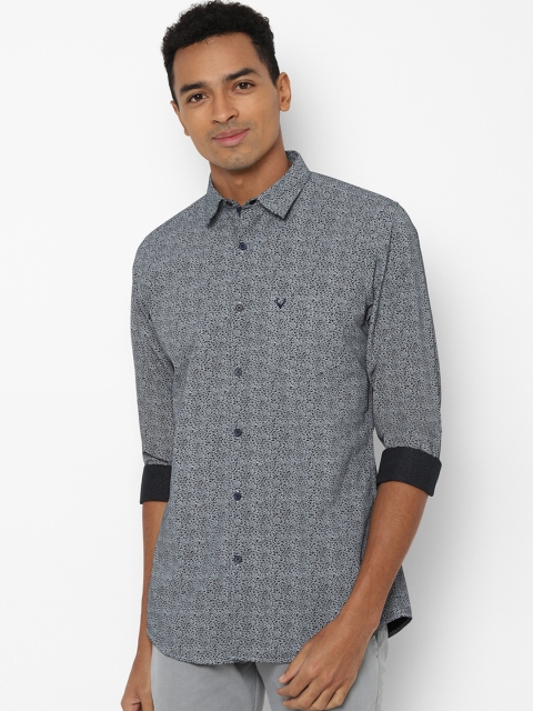 

Allen Solly Men Navy Blue Slim Fit Floral Printed Pure Cotton Casual Shirt