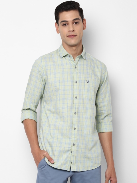 

Allen Solly Men Green & Blue Slim Fit Opaque Checked Pure Cotton Casual Shirt