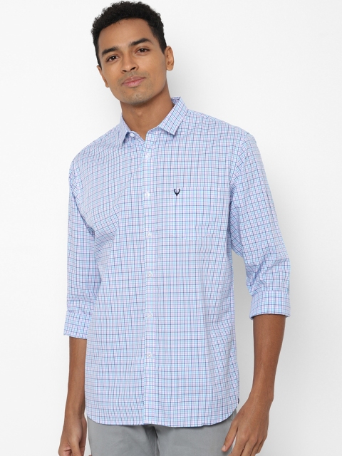 

Allen Solly Men Blue Slim Fit Checked Pure Cotton Casual Shirt