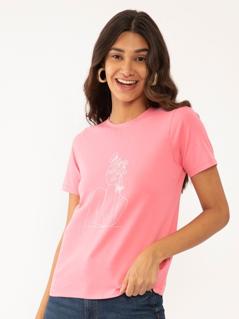 

Zink London Women Pink Printed T-shirt