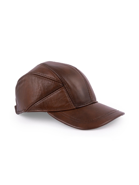 

BANGE Unisex Brown Solid Leather Baseball Cap