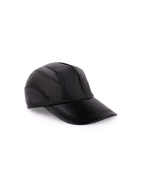

BANGE Unisex Black Solid Leather Baseball Cap
