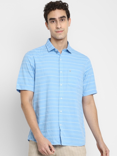 

Turtle Men Blue Slim Fit Horizontal Stripes Opaque Striped Cotton Casual Shirt