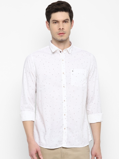 

Turtle Men White & Black Slim Fit Opaque Printed Cotton Casual Shirt