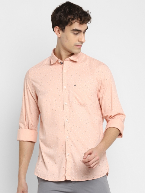 

Turtle Men Peach-Coloured Slim Fit Opaque Printed Casual Shirt