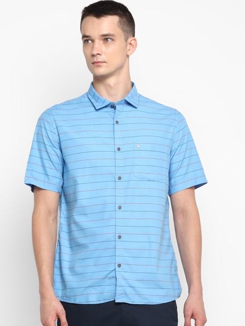 

Turtle Men Blue Horizontal Striped Slim Fit Casual Shirt