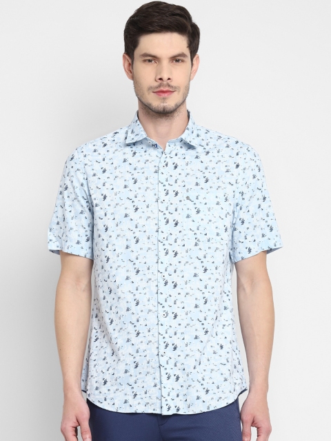 

Turtle Men Blue & Grey Slim Fit Opaque Printed Casual Shirt