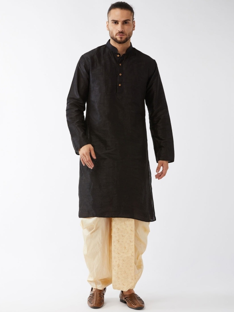 

VASTRAMAY Men Black Regular Kurta with Dhoti Pants