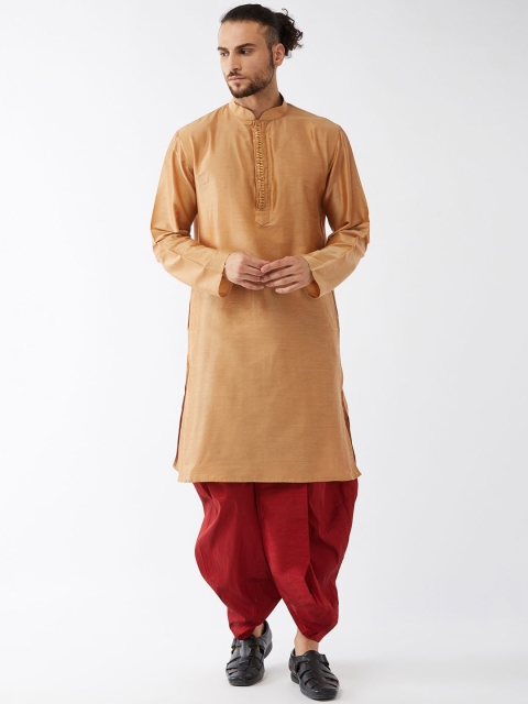 

VASTRAMAY Men Rose Gold Regular Kurta with Dhoti Pants