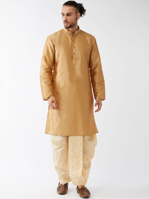 

VASTRAMAY Men Rose Gold Regular Kurta with Dhoti Pants