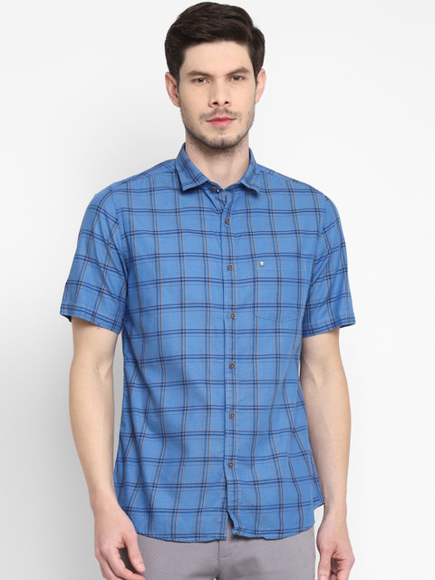 

Turtle Men Blue & Black Slim Fit Opaque Checked Casual Shirt