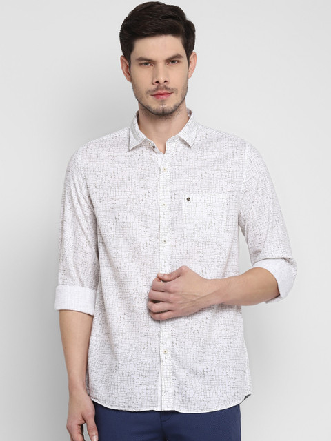 

Turtle Men White Slim Fit Opaque Printed Casual Shirt