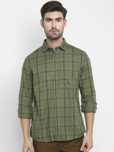 

Turtle Men Green & Black Slim Fit Opaque Checked Casual Shirt