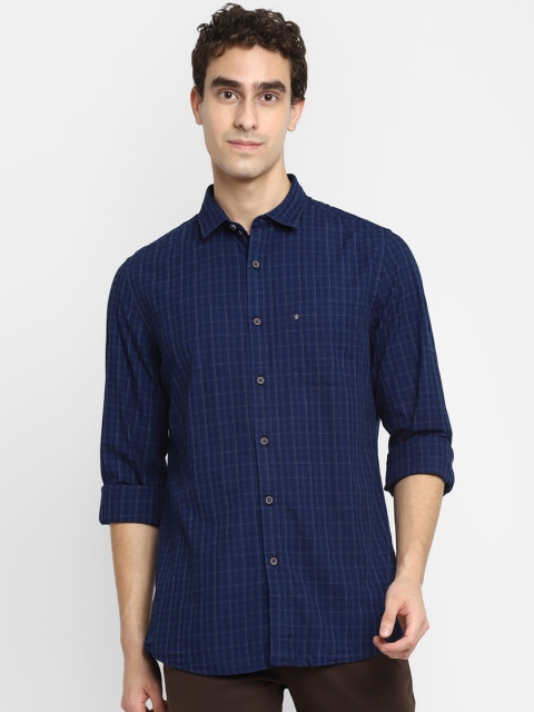 

Turtle Men Blue Slim Fit Grid Tattersall Checked Casual Shirt