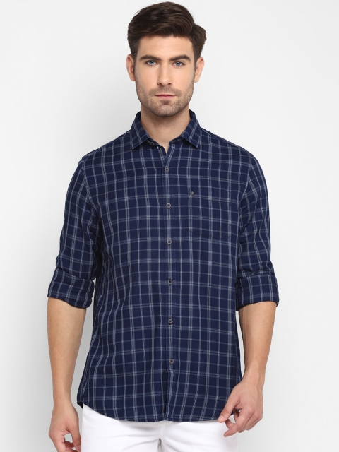 

Turtle Men Blue & White Slim Fit Opaque Checked Casual Shirt