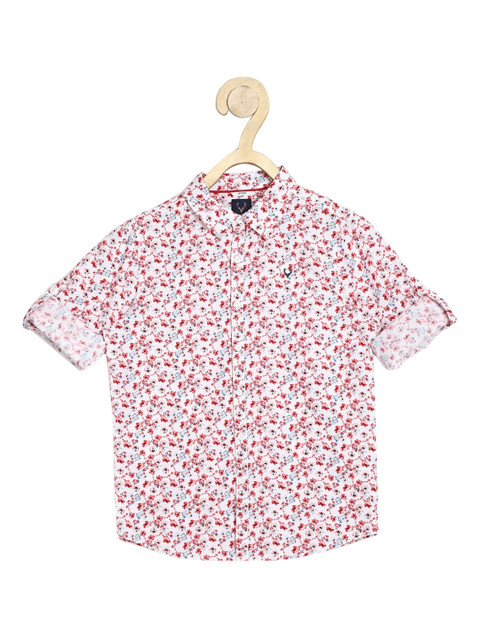 

Allen Solly Junior Boys White & Red Opaque Printed Pure Cotton Casual Shirt