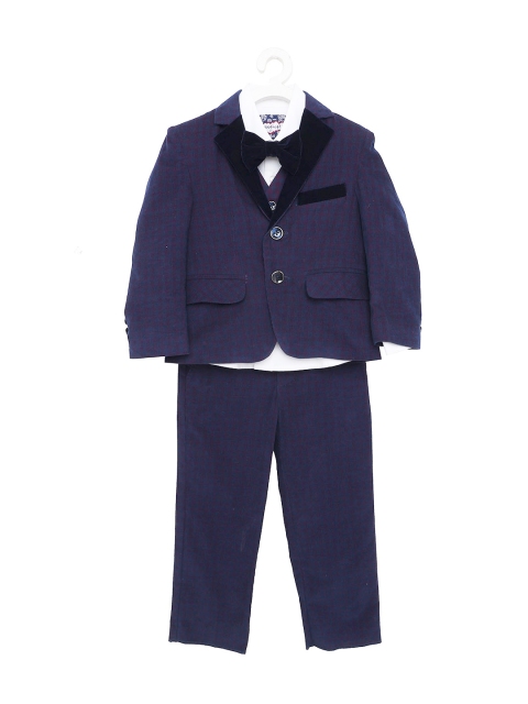 

Nauti Nati Boys Navy Blue Striped Pure Cotton 5 Piece Suit Set