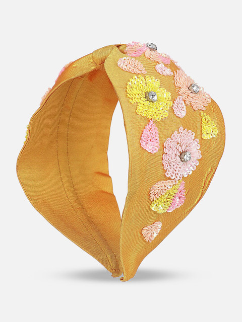 

Anekaant Women Orange & Yellow Floral Embellished Hairband