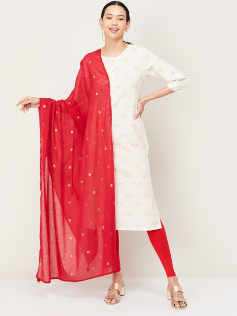 

Melange by Lifestyle Red & Gold-Toned Printed Dupatta