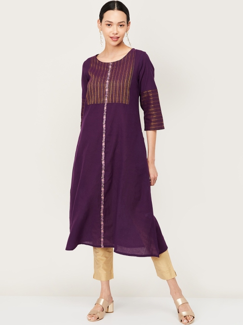 

Melange by Lifestyle Women Purple Yoke Design Kurta
