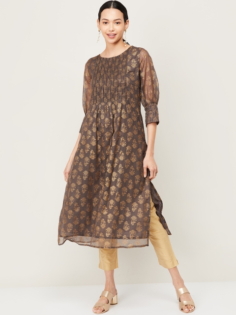 

Melange by Lifestyle Women Grey Ethnic Motifs Printed Kurta