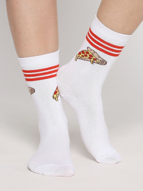 

Bewakoof Women White & Red Above Ankle Patterned Socks