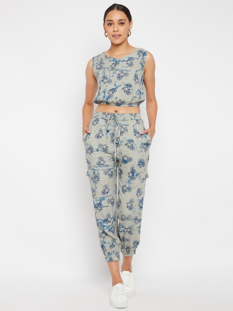 

PANIT Grey & Blue Printed Two-Piece Jumpsuit