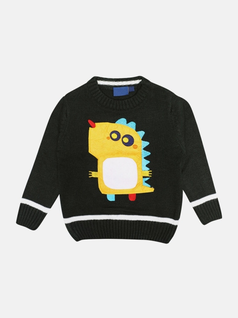 

CHIMPRALA Kids Olive & Yellow Printed Woolen Pullover