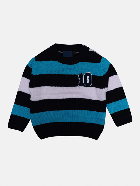 

CHIMPRALA Kids Blue & Black Striped Woolen Pullover