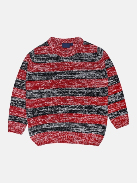 

CHIMPRALA Kids Red & Blue Striped Woolen Pullover