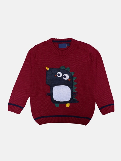 

CHIMPRALA Kids Magenta & Navy Blue Printed Woolen Pullover