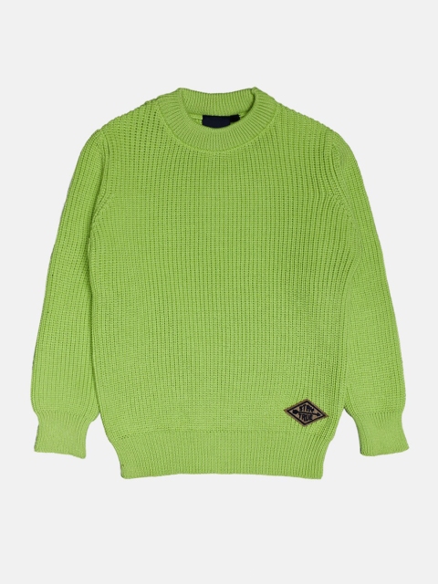 

CHIMPRALA Kids Green Ribbed Woolen Pullover