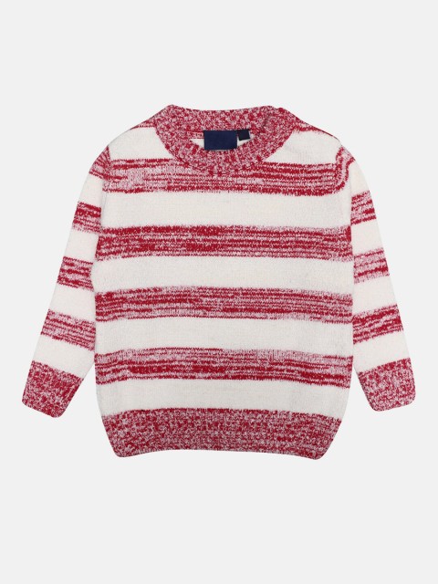 

CHIMPRALA Kids Red & White Striped Woolen Pullover