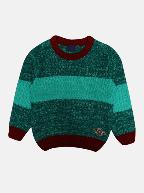 

CHIMPRALA Kids Green & Maroon Colourblocked Woolen Pullover