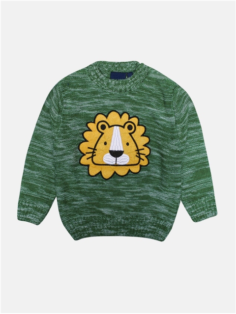 

CHIMPRALA Kids Green & Yellow Tiger Printed Woolen Pullover