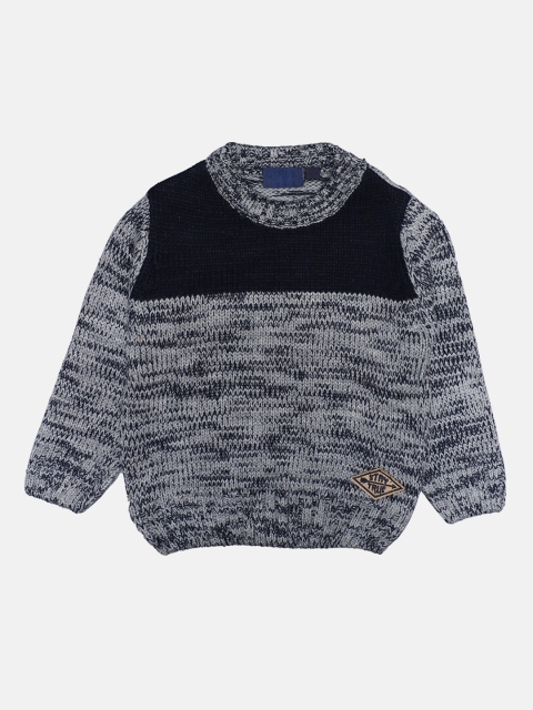 

CHIMPRALA Kids Grey & Blue Colourblocked Woolen Pullover