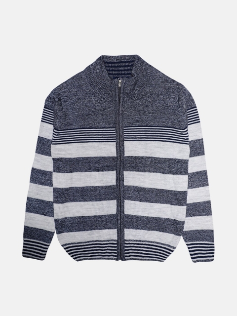 

CHIMPRALA Kids Grey & White Striped Woolen Cardigan