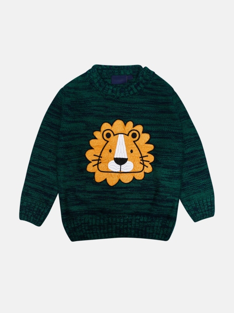 

CHIMPRALA Kids Green & Yellow Tiger Printed Woolen Pullover