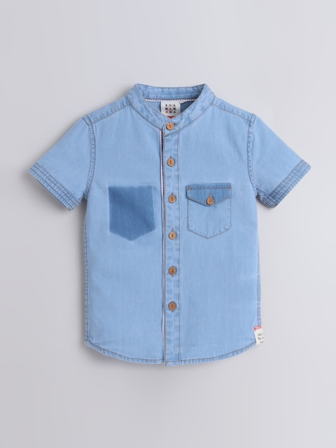 

Ed-a-Mamma Boys Blue Premium Opaque Faded Casual Shirt