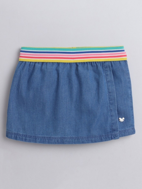 

Ed-a-Mamma Girls Blue Solid Pure Cotton Skorts