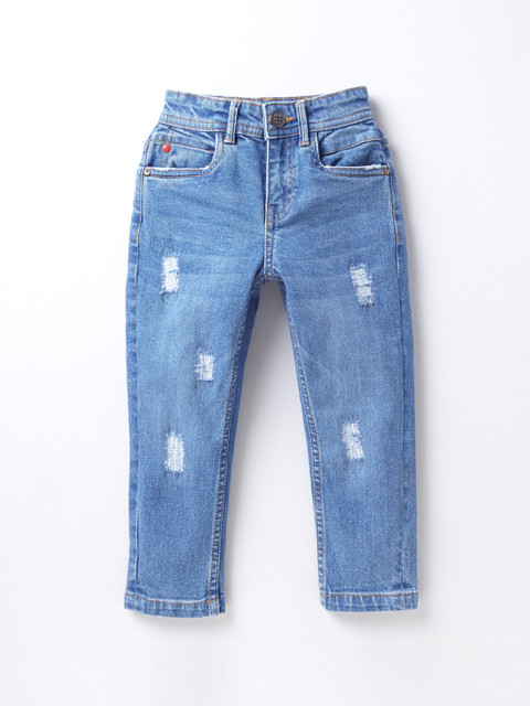 

Ed-a-Mamma Boys Blue Jean Mildly Distressed Heavy Fade Stretchable Sustainable Jeans