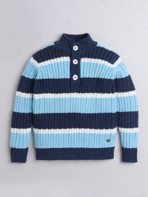 

Ed-a-Mamma Boys Blue & White Striped Sustainable Pure Cotton Pullover