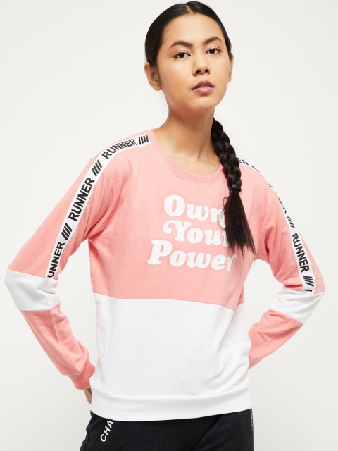 

max Women Pink & White Colourblocked Sweatshirt