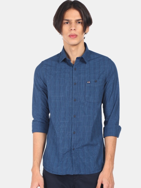 

Arrow Sport Men Blue Opaque Checked Casual Pure Cotton Shirt