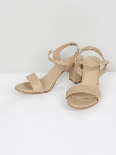 

max Beige PU Block Sandals with Buckles