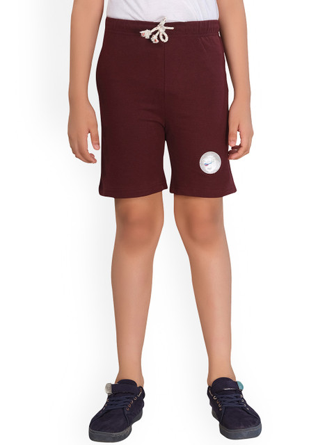 

ORANGE PUMPKKIN Boys Burgundy Slim Fit Regular Shorts